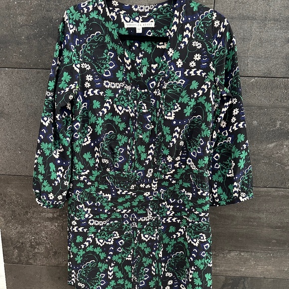 VERONICA BEARD Elm Printed Shirt Dress Victorian Vine 100% silk Size 0 - Picture 4 of 12